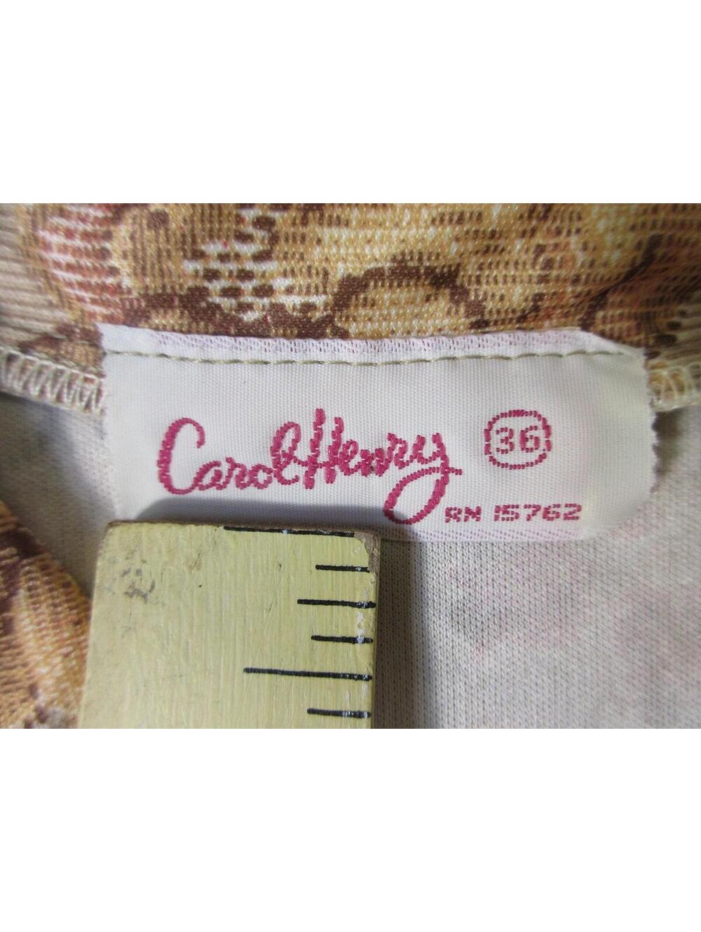 Carol Henry Womens Stretch Floral Blouse Long Sleeve Collared Size 36 Beige - Picture 4 of 6